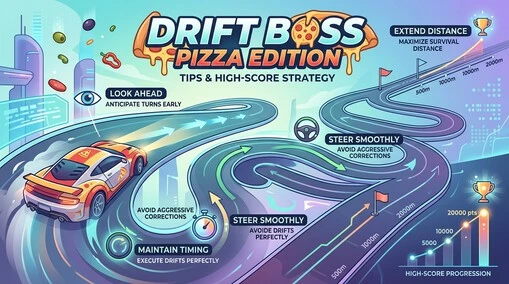 Drift Boss Pizza Edition tips for timing precision and high scores