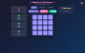 Memory Card Game Pizza Edition