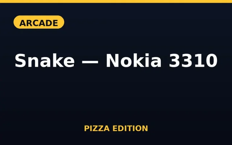 Play Snake — Nokia 3310 Pizza Edition free online in your browser - no download or sign-up required